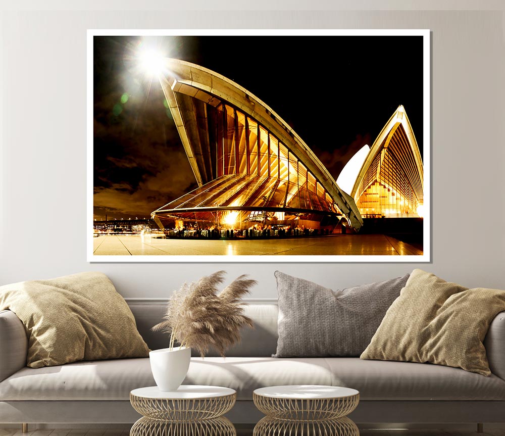 Sydney Opera House Golden Glow Print Poster Wall Art