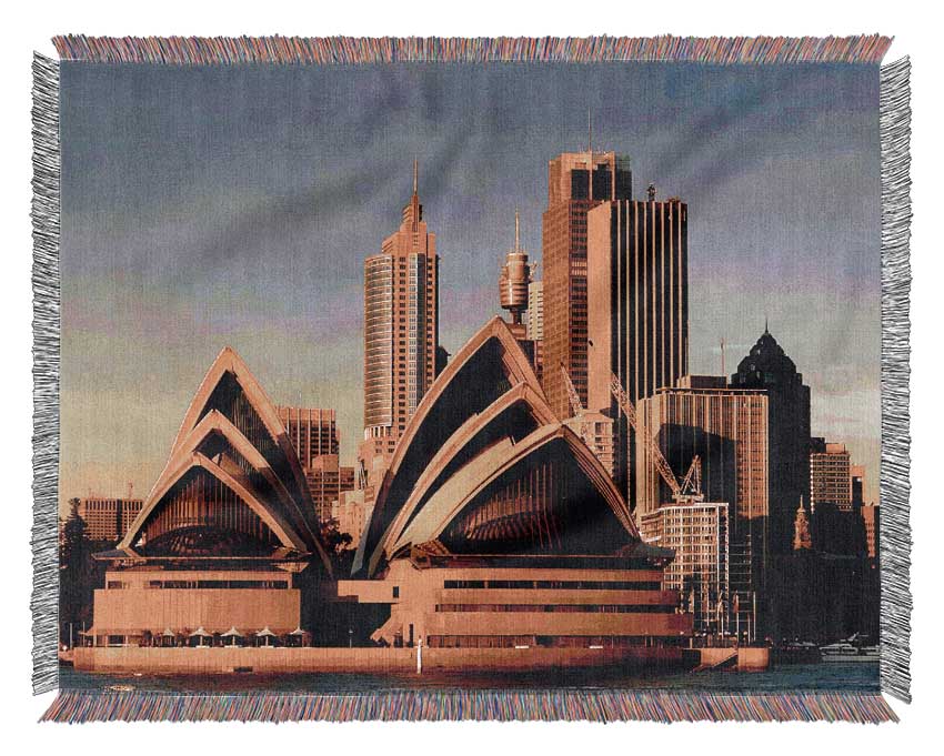 Sydney Opera House Golden Sunlight Woven Blanket