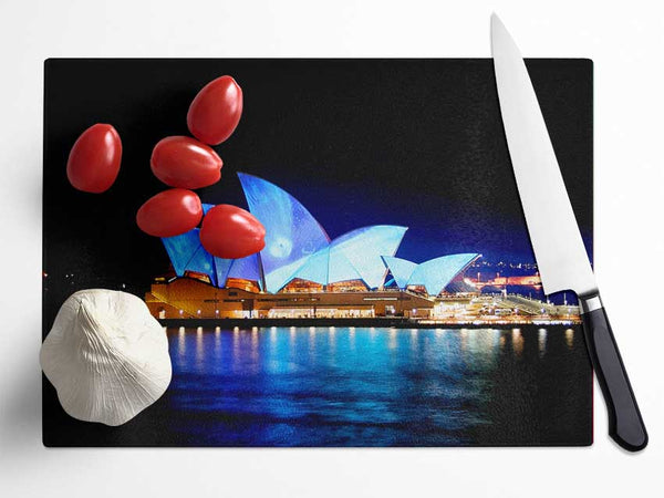 Sydney Opera House Night Glow Glass Chopping Board