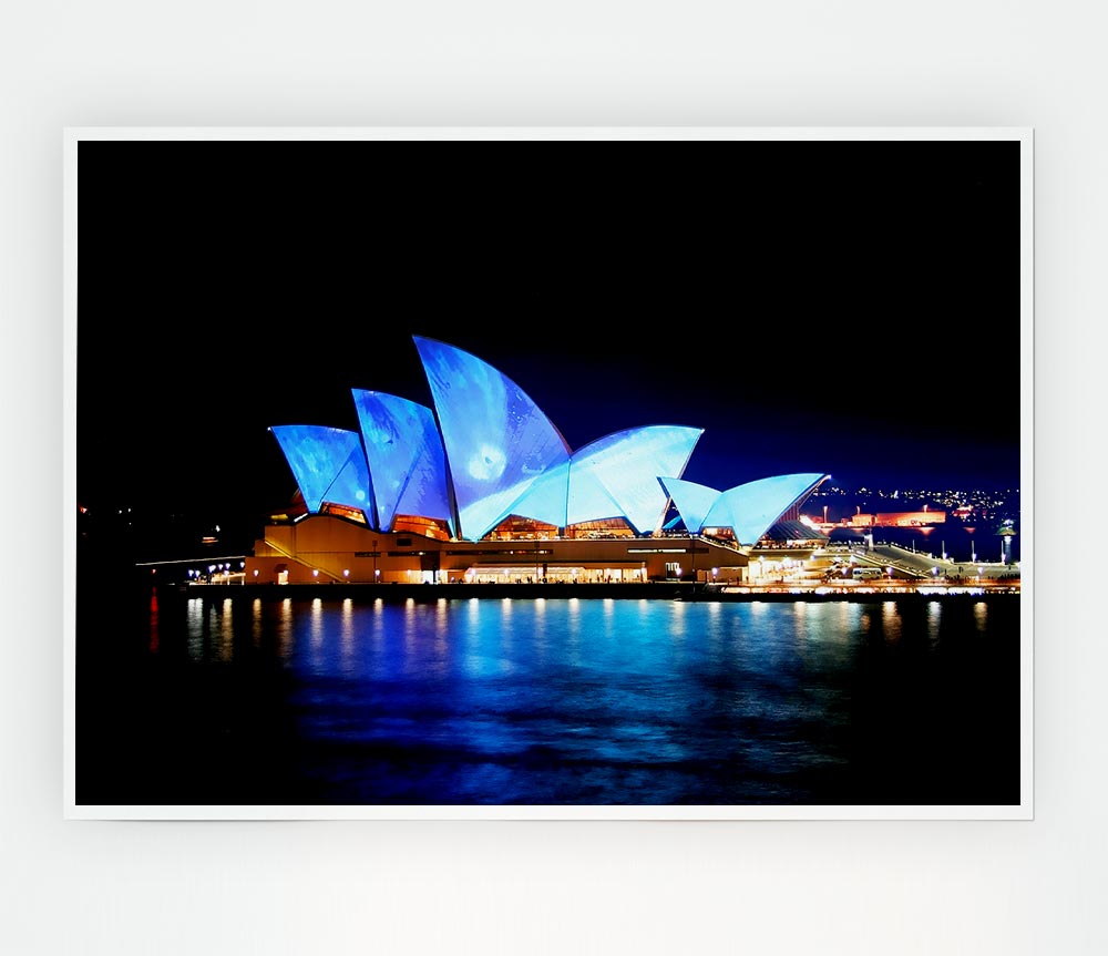 Sydney Opera House Night Glow Print Poster Wall Art