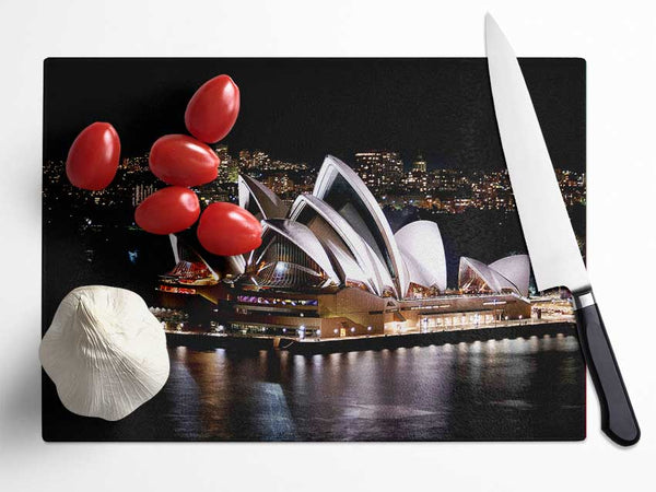 Sydney Opera House Night View Glass Chopping Board