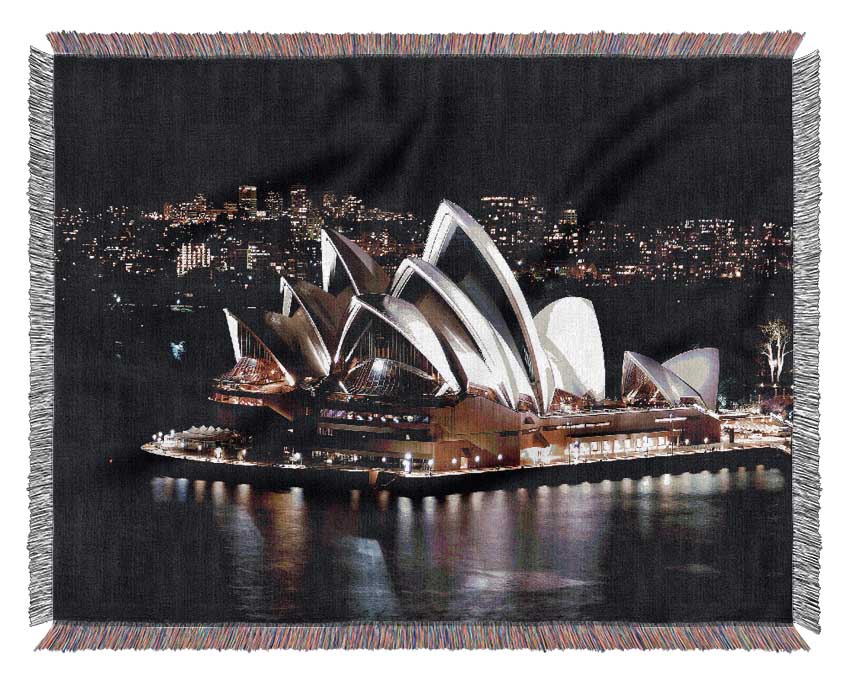 Sydney Opera House Night View Woven Blanket