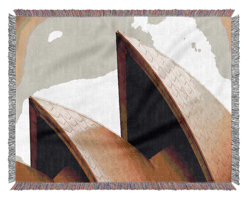 Sydney Opera House Peaks Sepia Woven Blanket