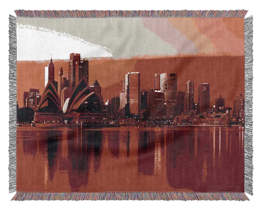 Sydney Opera House Red Woven Blanket
