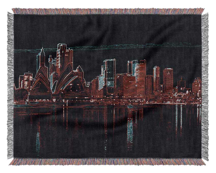 Sydney Skyline Opera House Red Woven Blanket