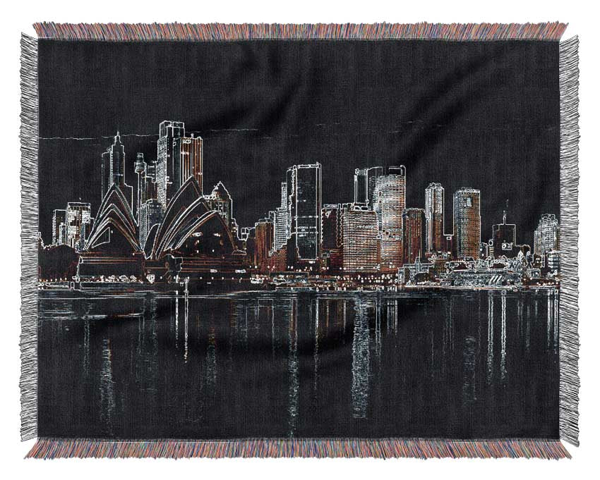 Sydney Skyline Opera House Psychedelic Woven Blanket
