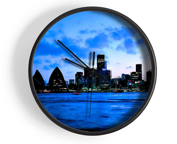 Syndey Opera House Afar Blue Clock - Wallart-Direct UK