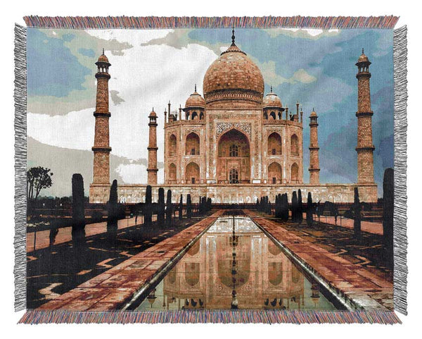 Taj Mahal India Reflections Woven Blanket