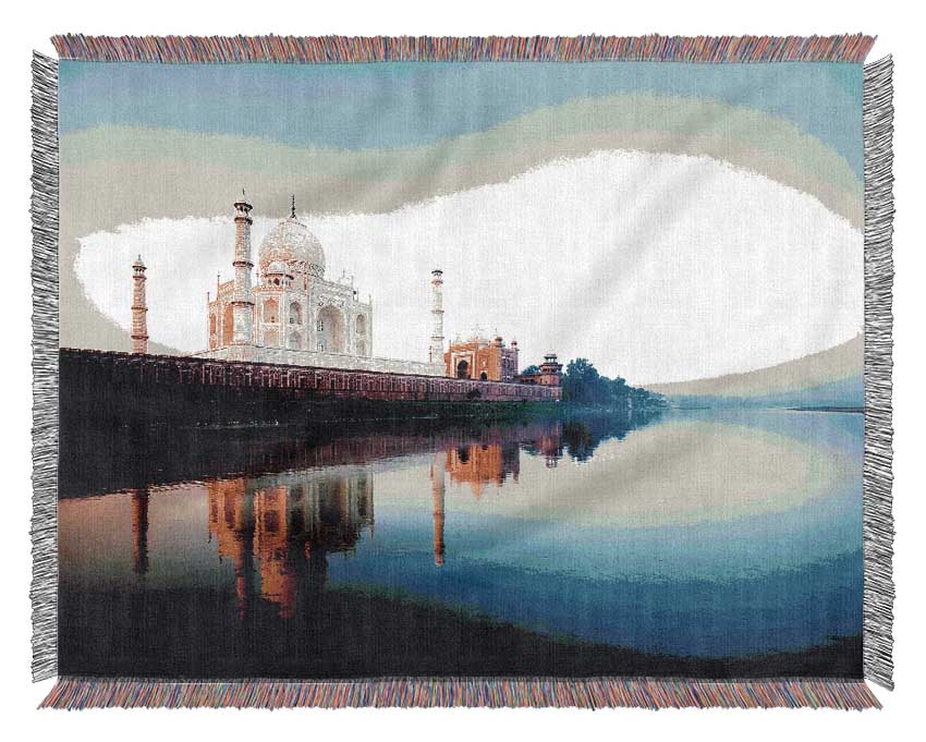 Taj Mahal Water Reflections Woven Blanket