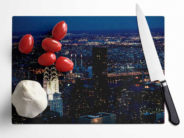 The Chrysler Building At Night Glass Chopping Board