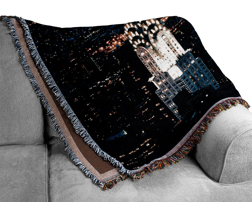 The Chrysler Building At Night Woven Blanket