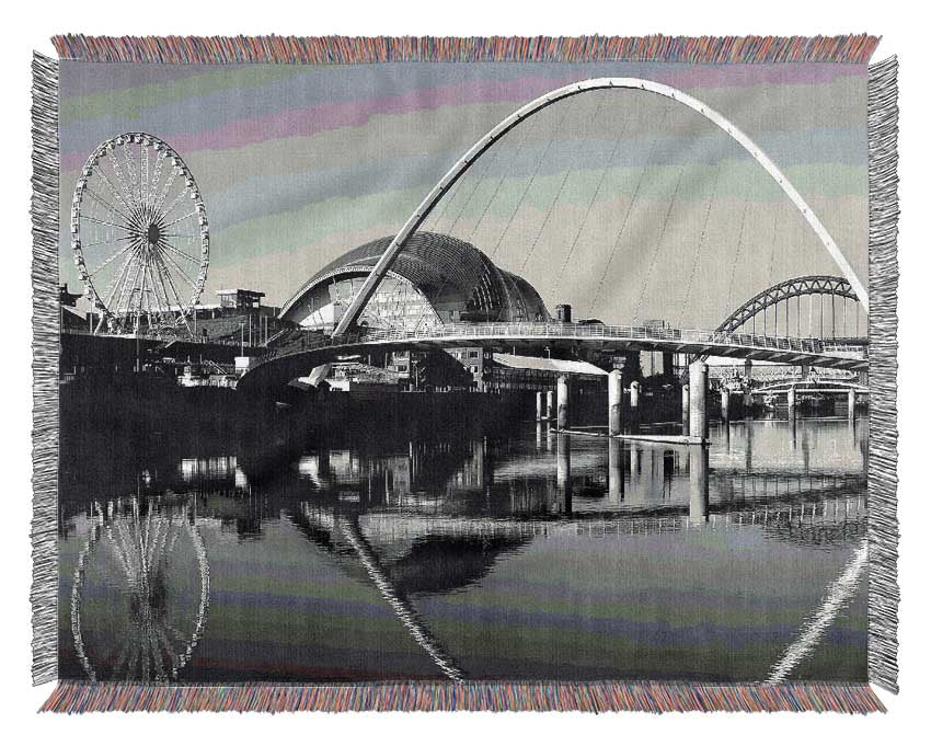 The City Of Fun Newcastle B n W Woven Blanket