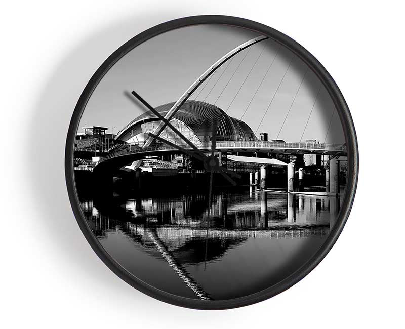 The City Of Fun Newcastle B n W Clock - Wallart-Direct UK