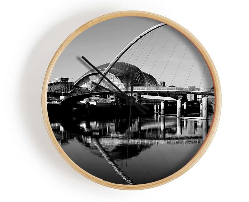 The City Of Fun Newcastle B n W Clock - Wallart-Direct UK