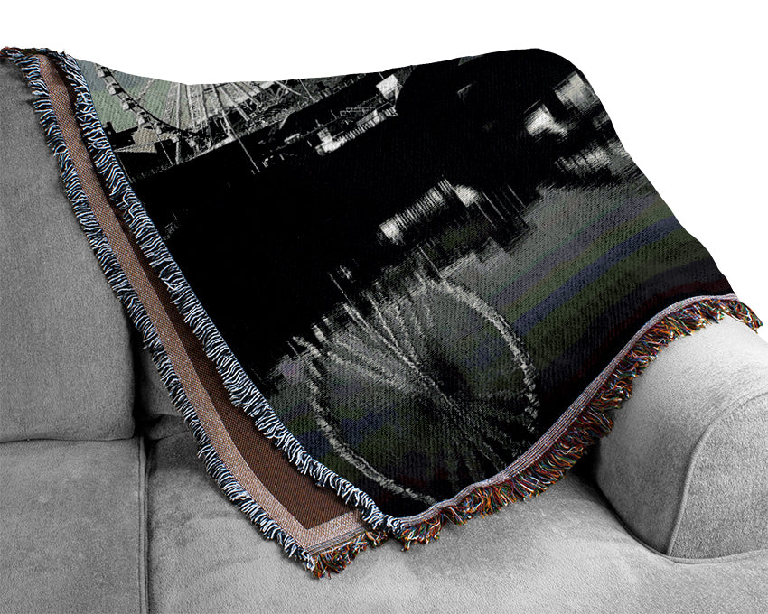 The City Of Fun Newcastle B n W Woven Blanket