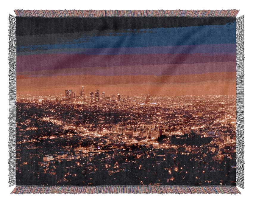 The City Of The Burning Lights Woven Blanket