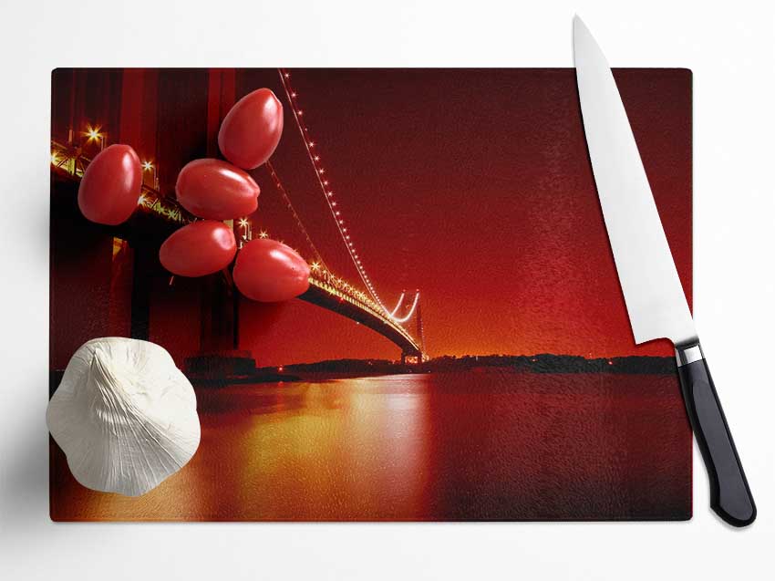 The Golden Gate Bridge Orange Glass Chopping Board