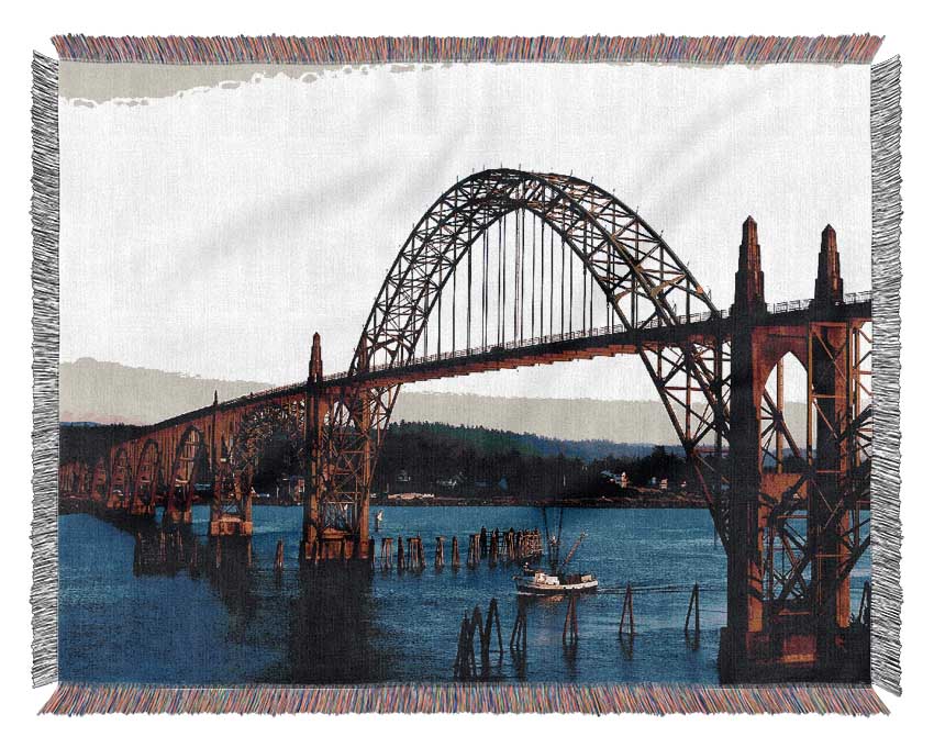 The Gothic Bridge Over The River Woven Blanket