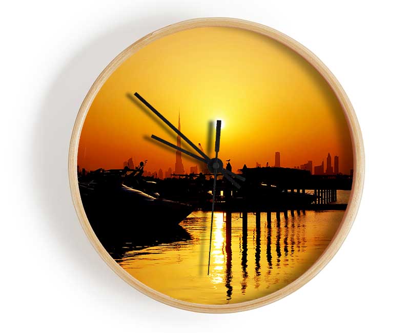 The Harbour At Sunrise Clock - Wallart-Direct UK