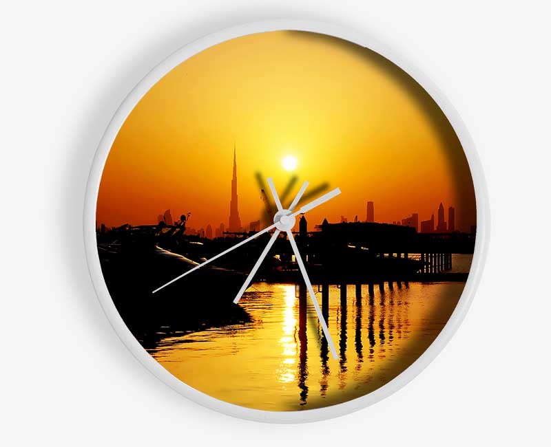 The Harbour At Sunrise Clock - Wallart-Direct UK