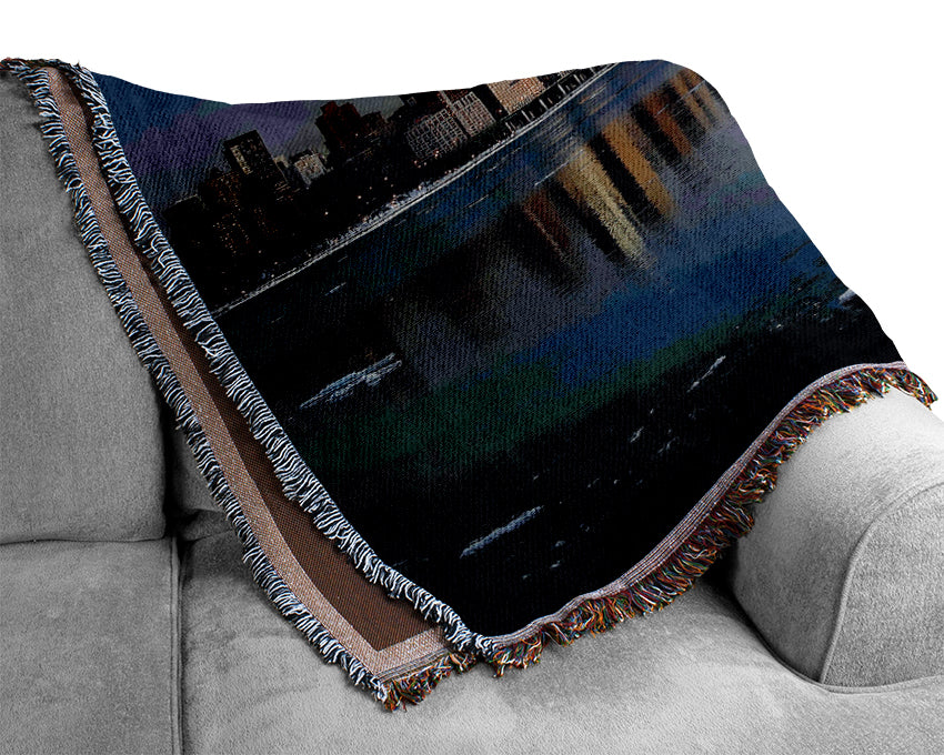 The Ice City On A Winters Day Woven Blanket