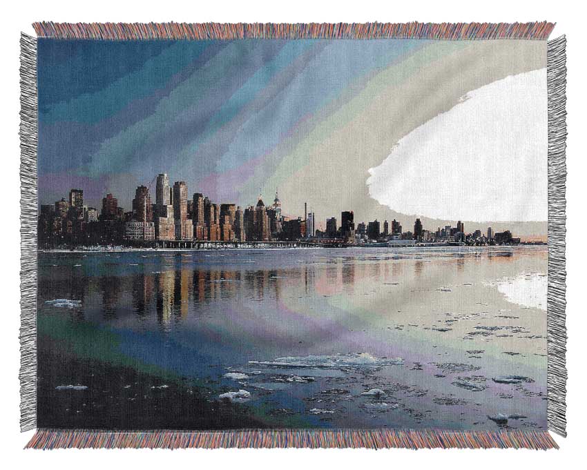 The Ice City On A Winters Day Woven Blanket