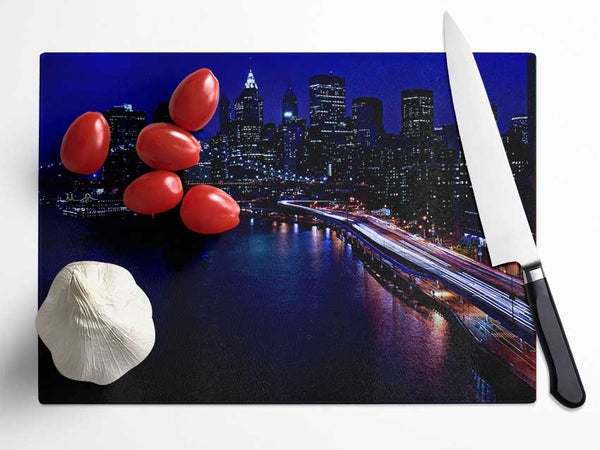 The Lights Of The Big City Glass Chopping Board
