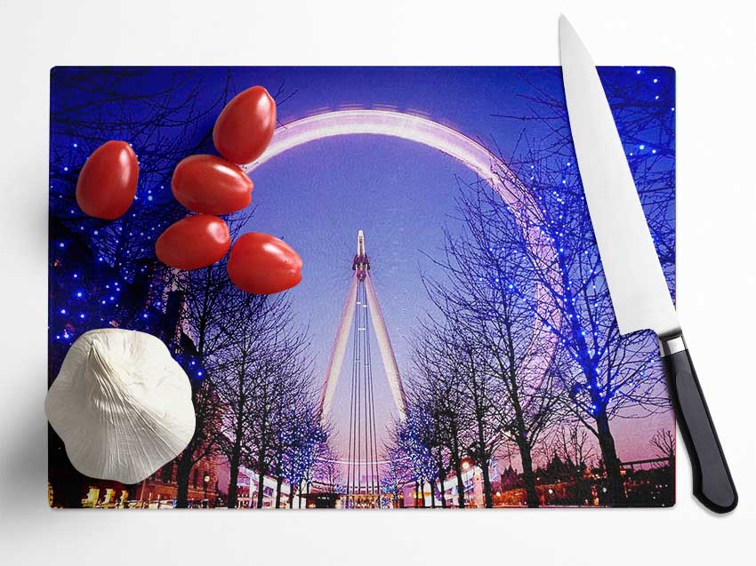 The London Eye At Dusk Glass Chopping Board