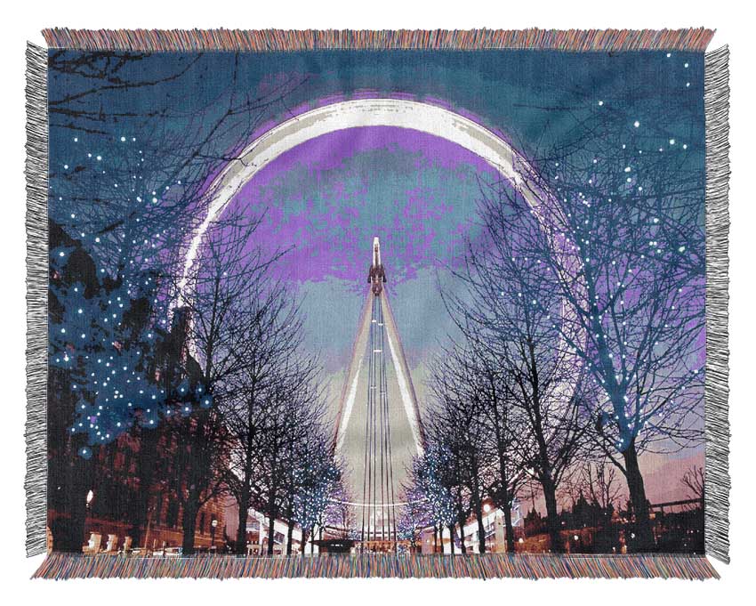 The London Eye At Dusk Woven Blanket