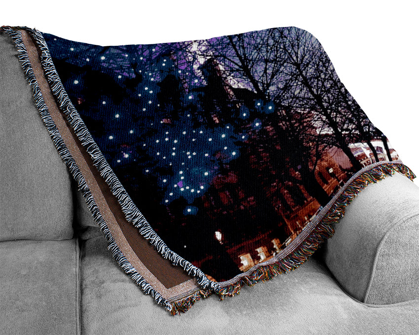 The London Eye At Dusk Woven Blanket