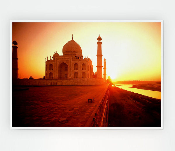 The Taj Mahal At Sunset India Print Poster Wall Art