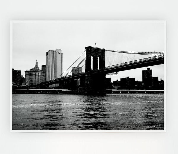 The View Of New York Under Brooklyn Bridge Print Poster Wall Art