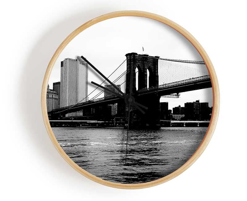 The View Of New York Under Brooklyn Bridge Clock - Wallart-Direct UK