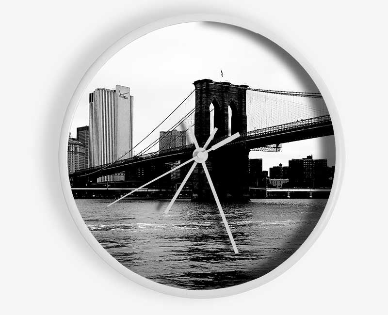 The View Of New York Under Brooklyn Bridge Clock - Wallart-Direct UK