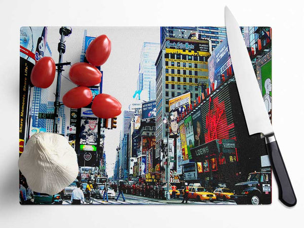 Times Square NYC Glass Chopping Board