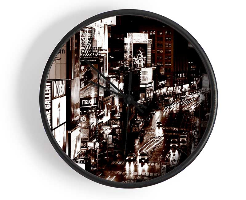 Times Square New York Brown Clock - Wallart-Direct UK