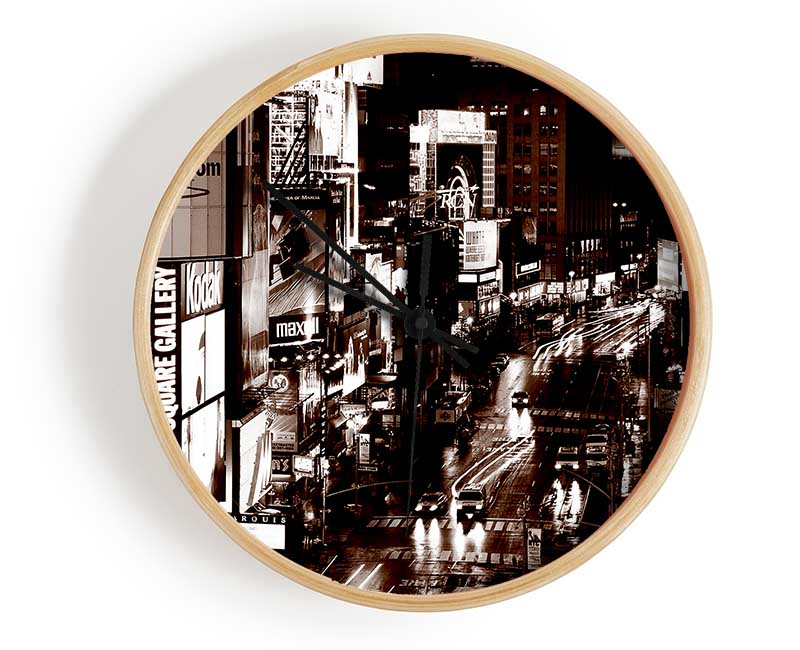 Times Square New York Brown Clock - Wallart-Direct UK