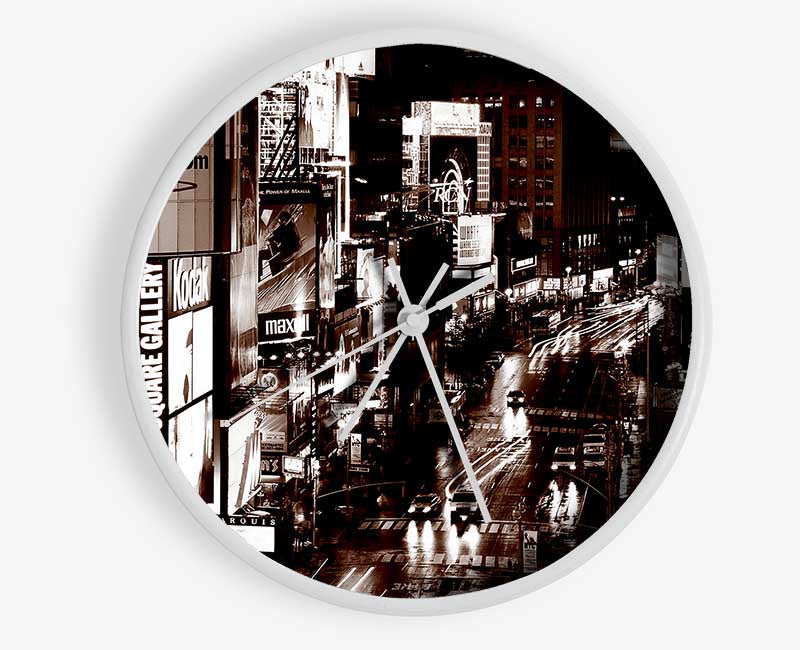 Times Square New York Brown Clock - Wallart-Direct UK