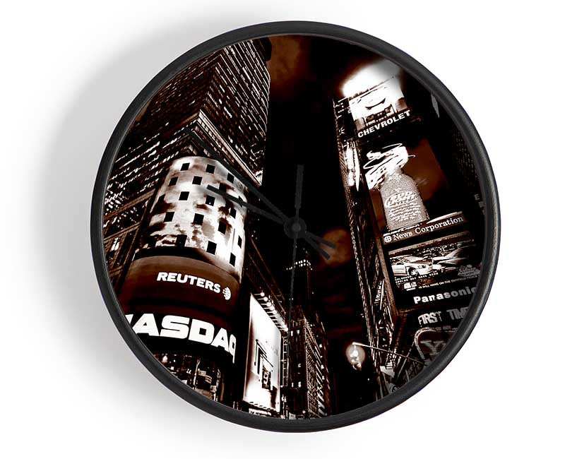 Times Square New York City Brown Clock - Wallart-Direct UK