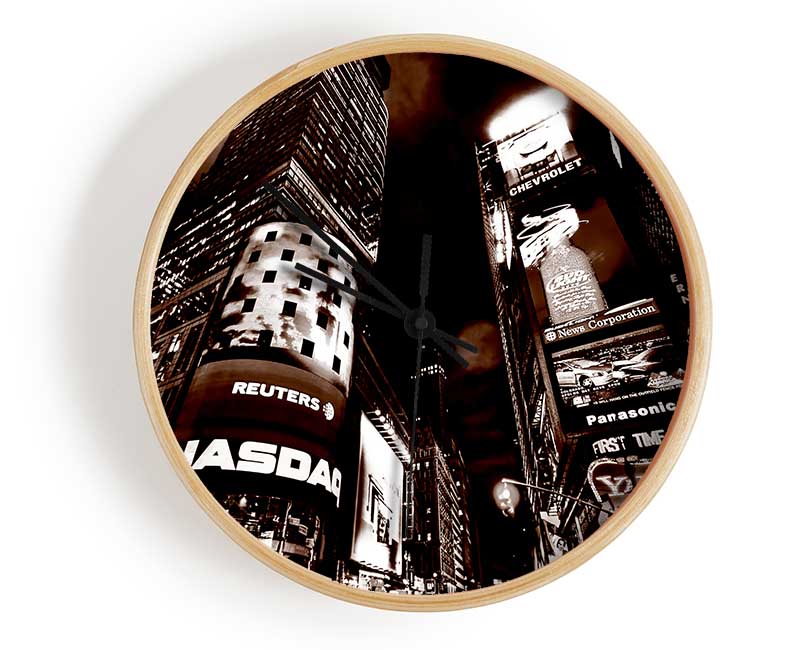 Times Square New York City Brown Clock - Wallart-Direct UK