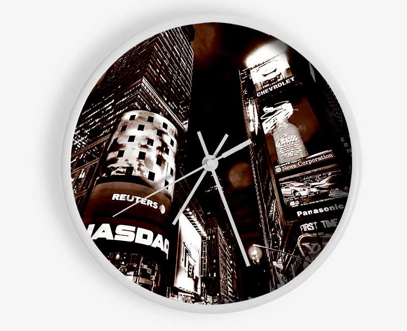 Times Square New York City Brown Clock - Wallart-Direct UK