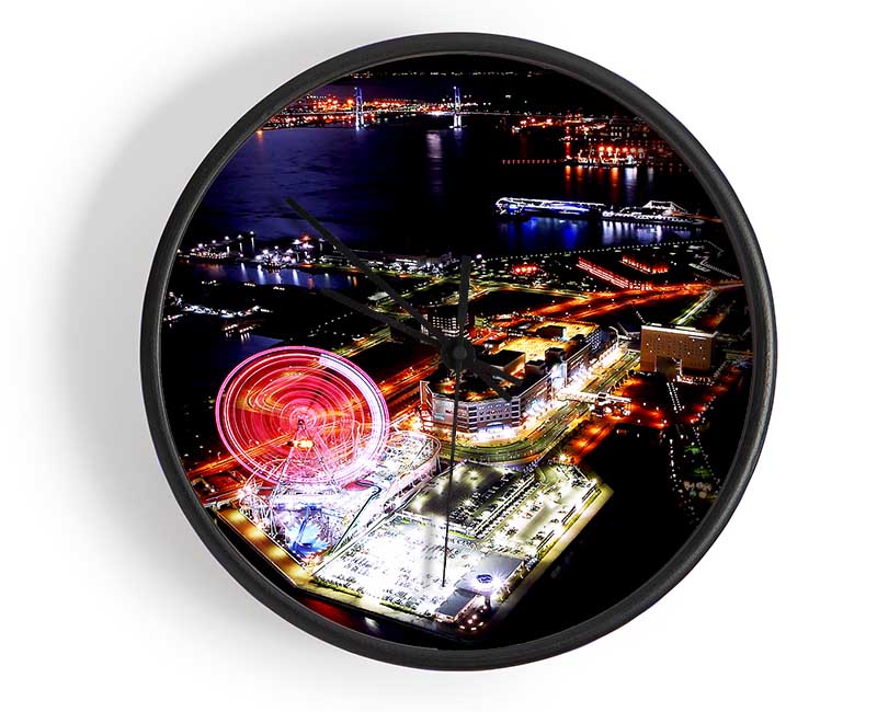 Tokyo City Funfair Night Lights Clock - Wallart-Direct UK