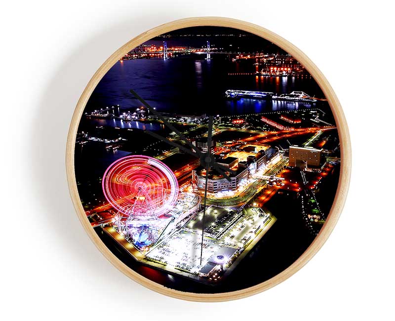 Tokyo City Funfair Night Lights Clock - Wallart-Direct UK