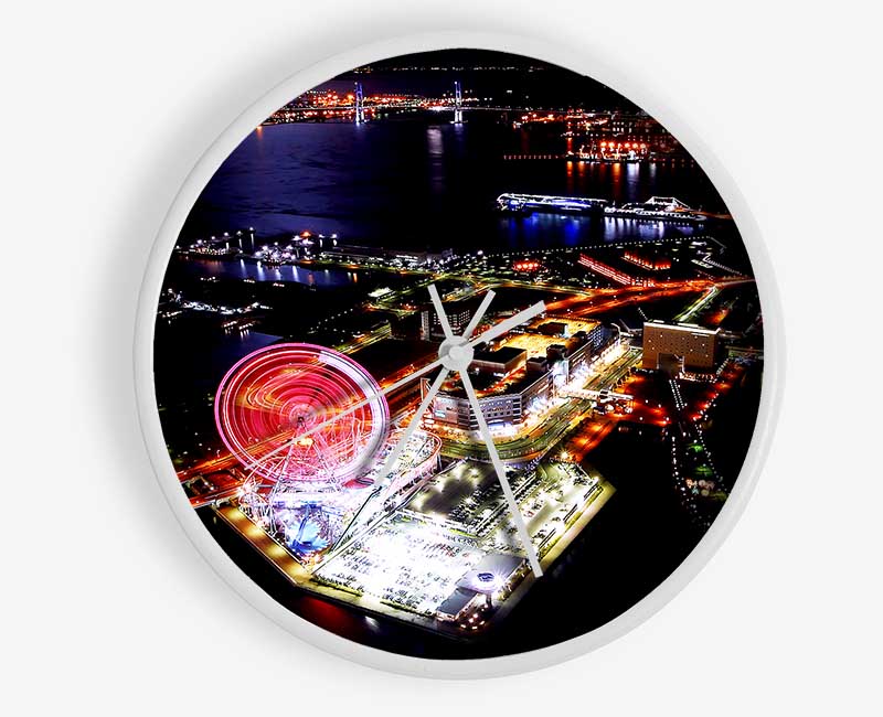 Tokyo City Funfair Night Lights Clock - Wallart-Direct UK