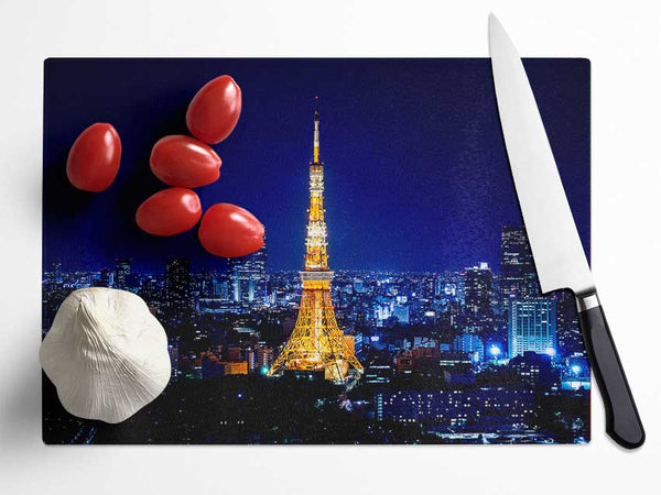 Tokyo Tower At Night Glass Chopping Board