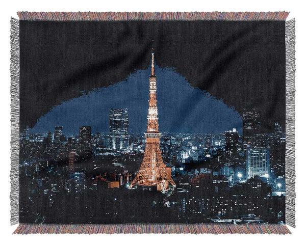 Tokyo Tower At Night Woven Blanket