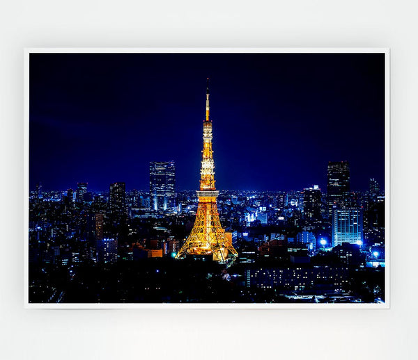 Tokyo Tower At Night Print Poster Wall Art