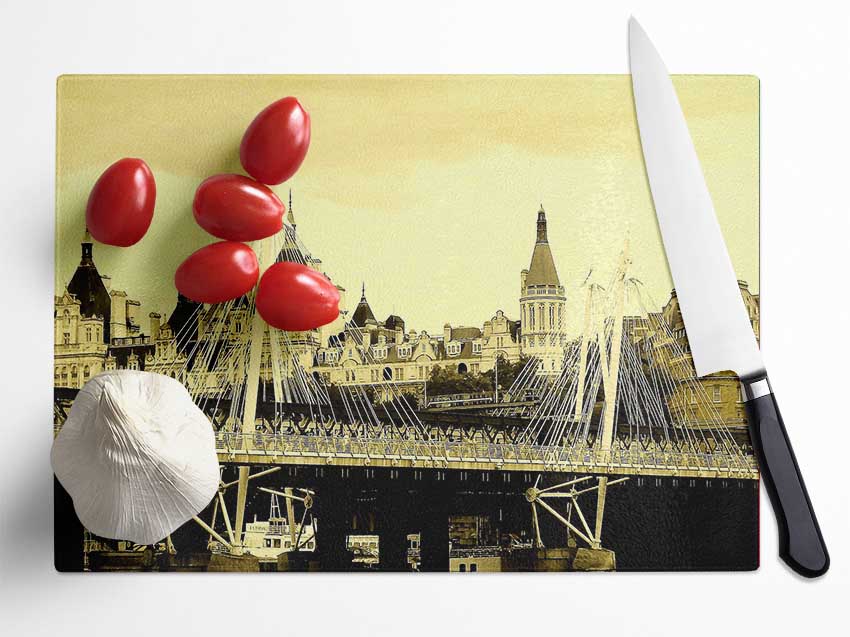 Tower Bridge London Sepia Glass Chopping Board