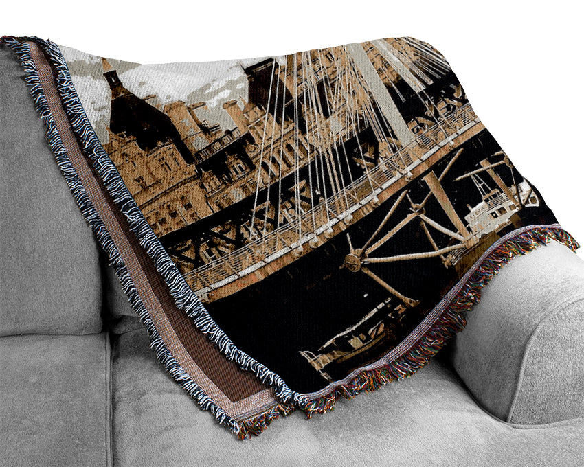 Tower Bridge London Sepia Woven Blanket