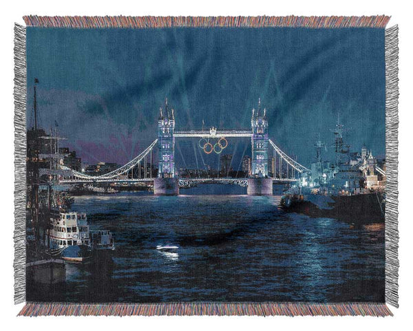 Tower Bridge Olympic Lighting London Woven Blanket